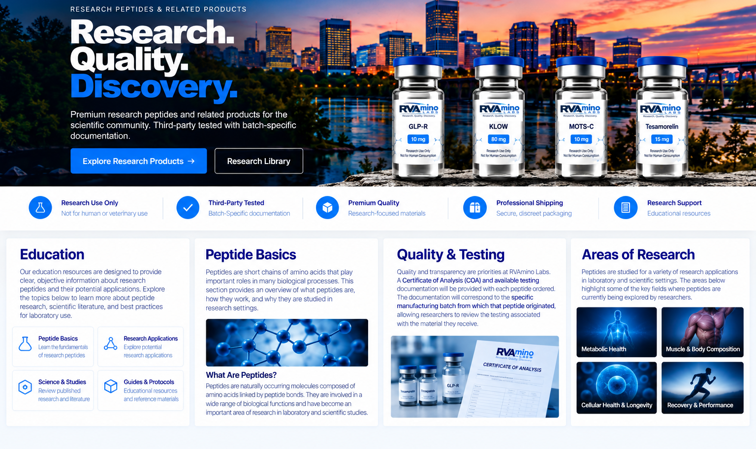 RVAmino Labs — Research. Quality. Discovery.